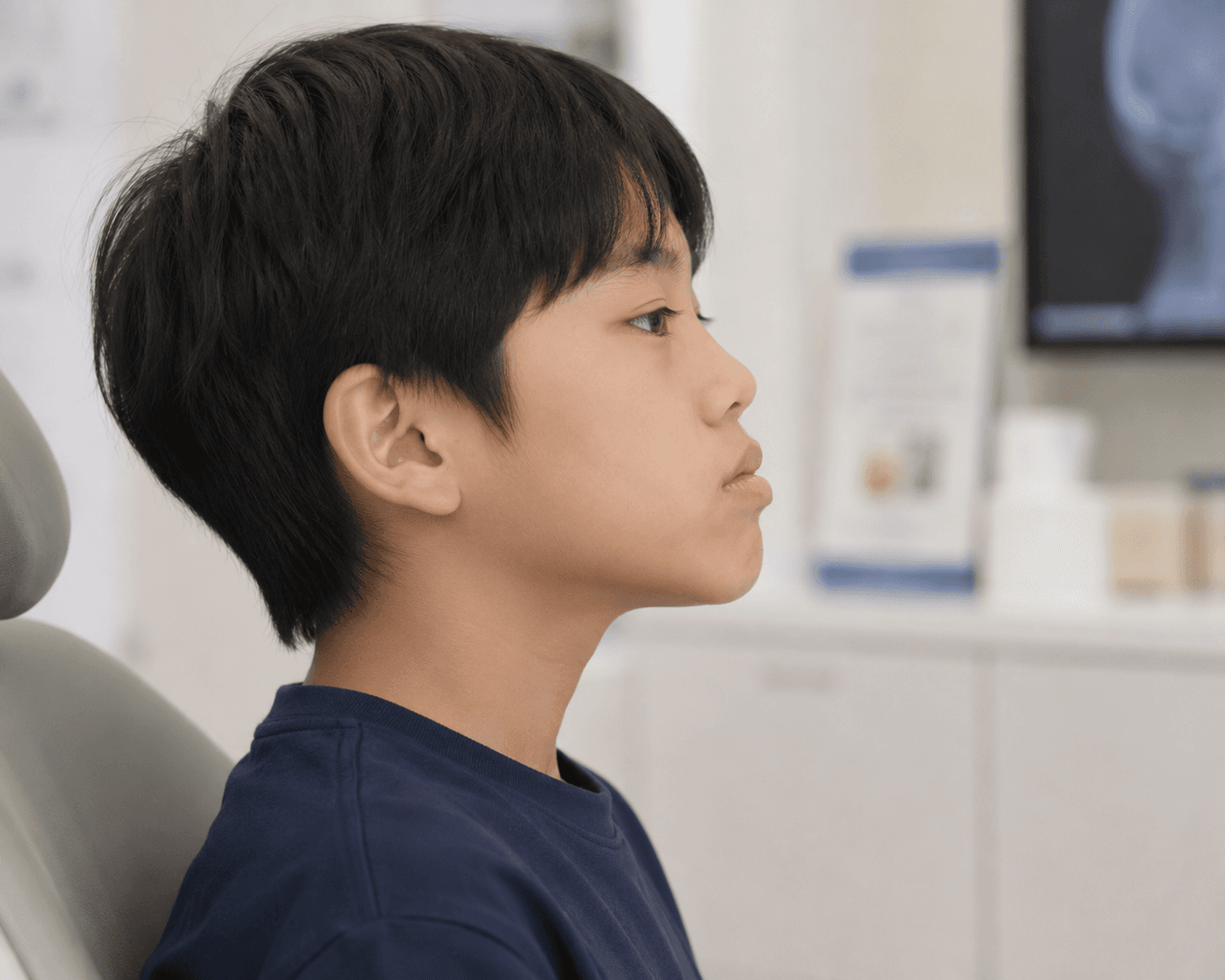 주걱턱의 양상을 보이는 어린이 환자